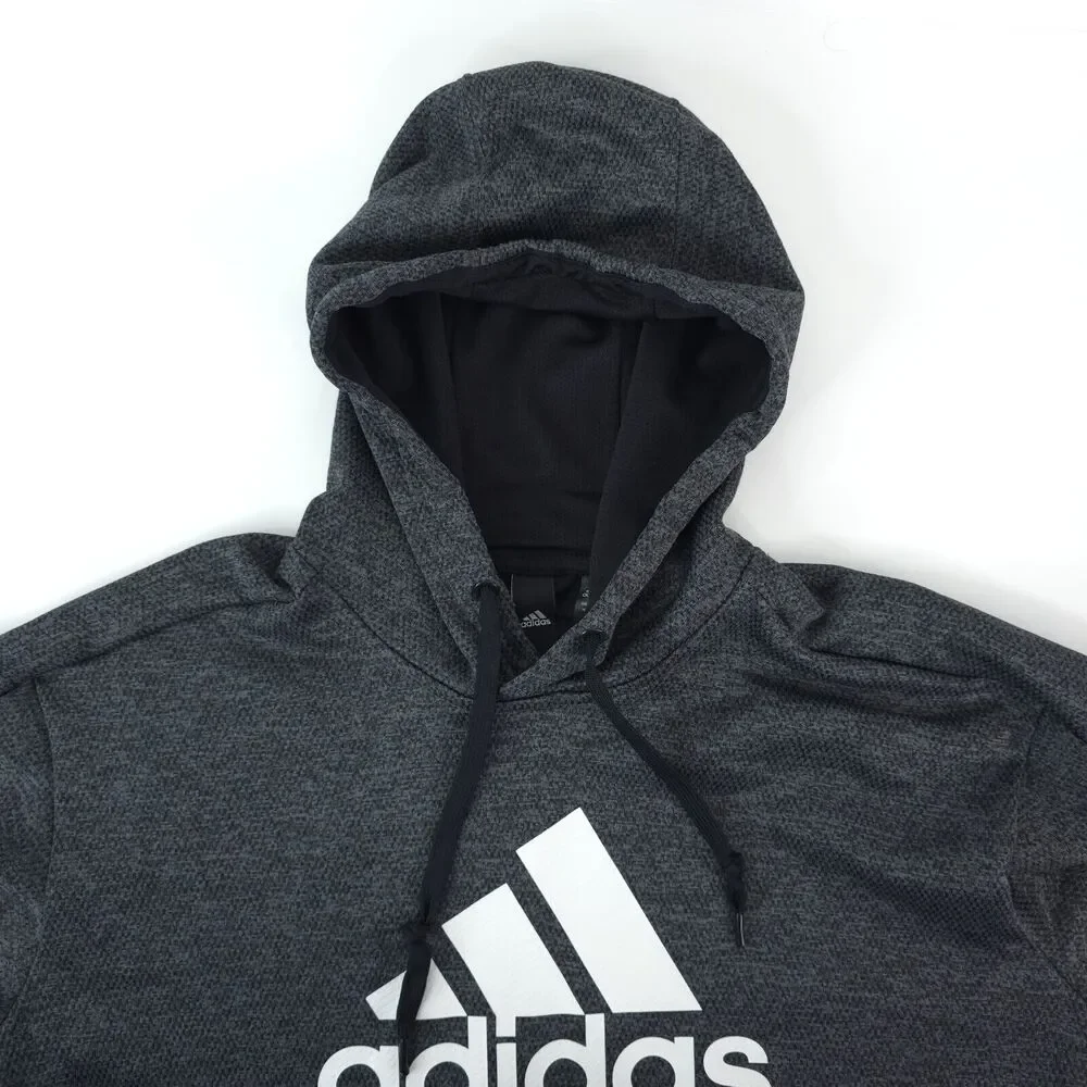 Adidas Hoodie Mens M Gray‎ Climawarm Pullover Sweatshirt Center Logo Athleisure